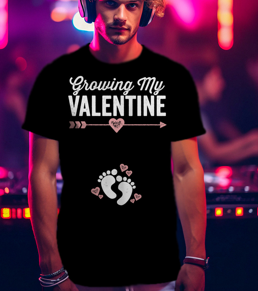 Growing My Valentine Footprints Hearts T-Shirt