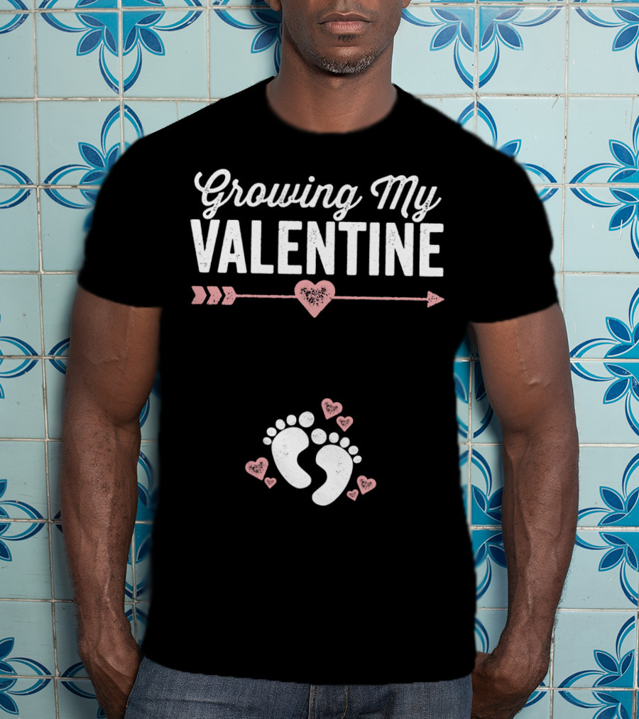 Growing My Valentine Footprints Hearts T-Shirt