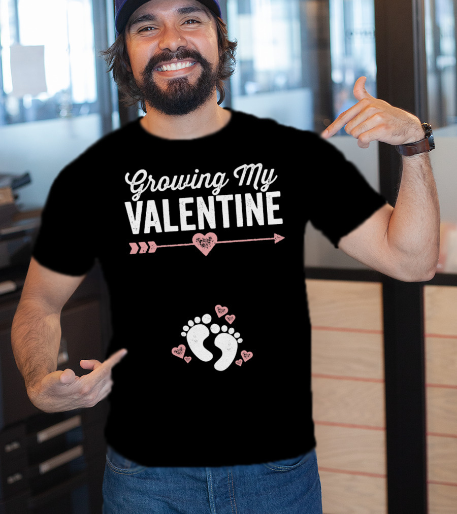 Growing My Valentine Footprints Hearts T-Shirt