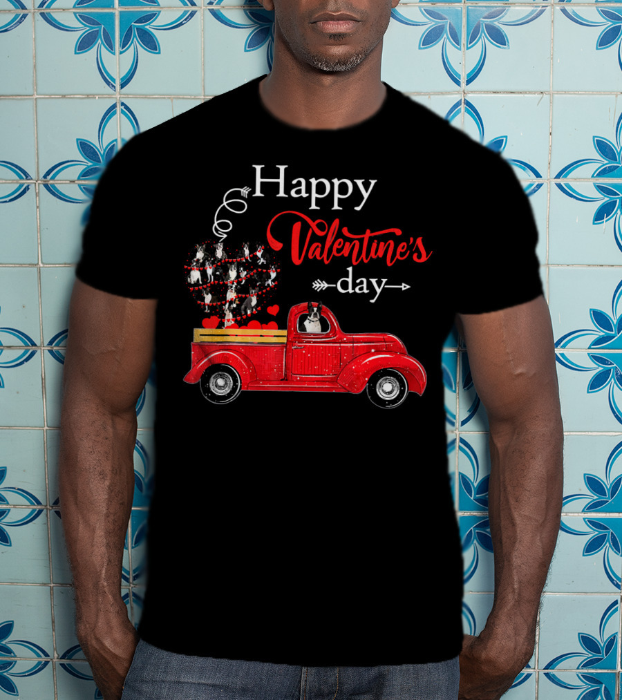 Happy Valentine's Day Truck With Heart And Love Balloons T-Shirt