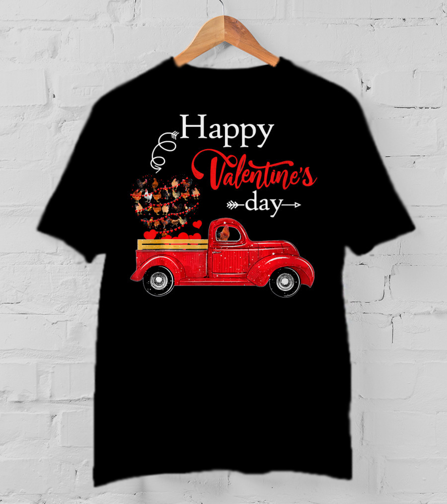 Happy Valentine's Day Truck Carrying Hearts T-Shirt