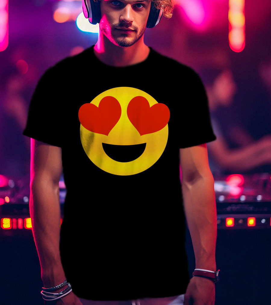 Heart Eyes Emoji Valenti Joyful Face T-Shirt