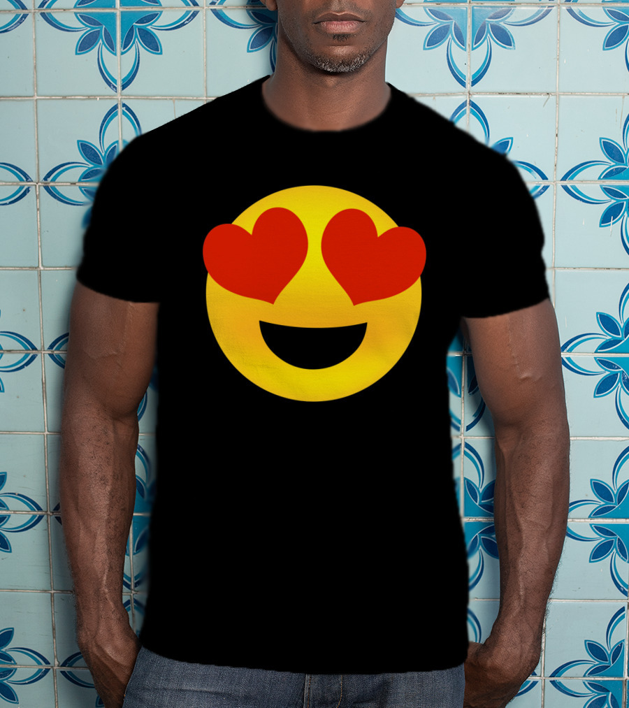 Heart Eyes Emoji Valenti Joyful Face T-Shirt