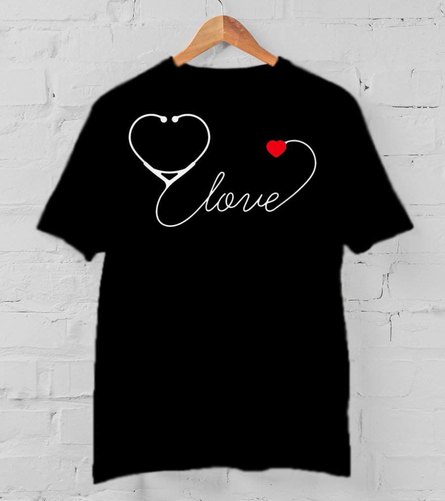 Love Stethoscope Heart Beats Nurse Valentines Day T-Shirt