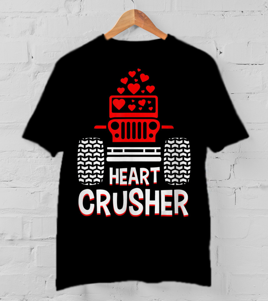 Heart Crusher Jeep Girl Heart Shape Vale Tire Tracks T-Shirt