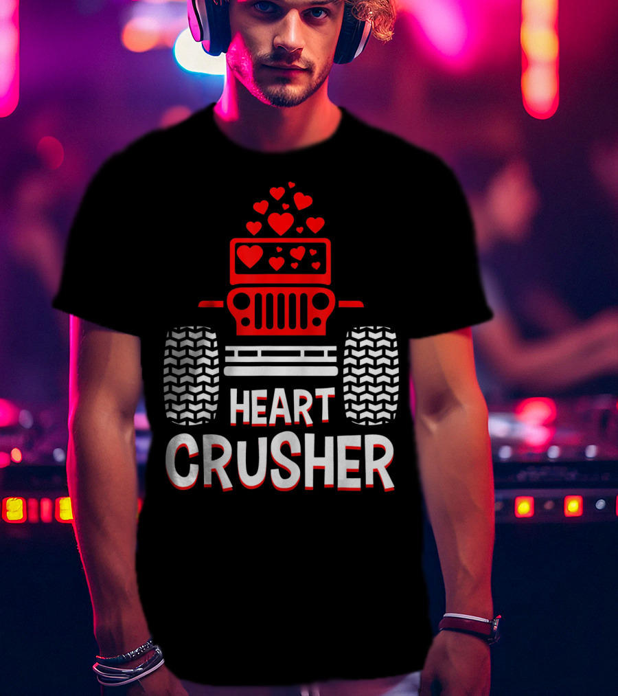 Heart Crusher Jeep Girl Heart Shape Vale Tire Tracks T-Shirt