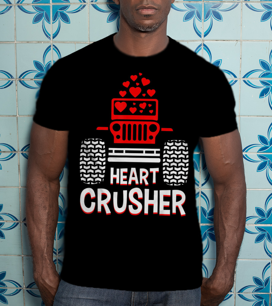 Heart Crusher Jeep Girl Heart Shape Vale Tire Tracks T-Shirt