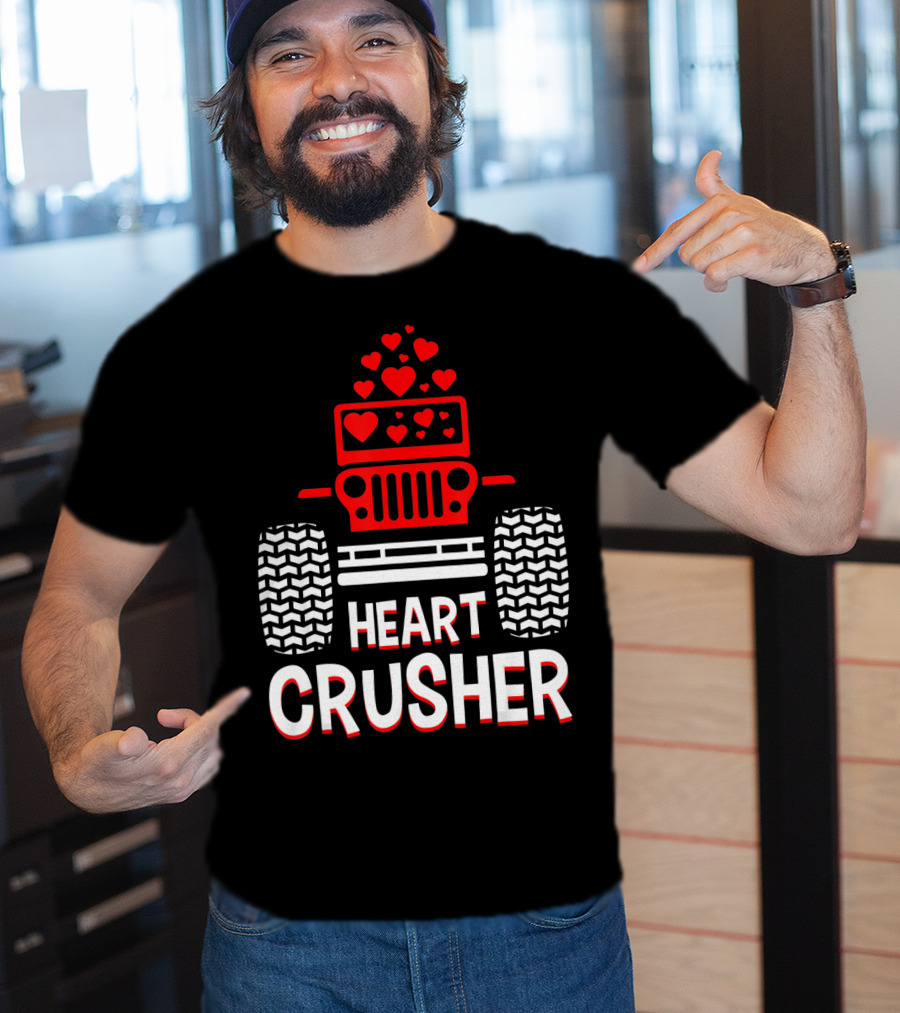 Heart Crusher Jeep Girl Heart Shape Vale Tire Tracks T-Shirt