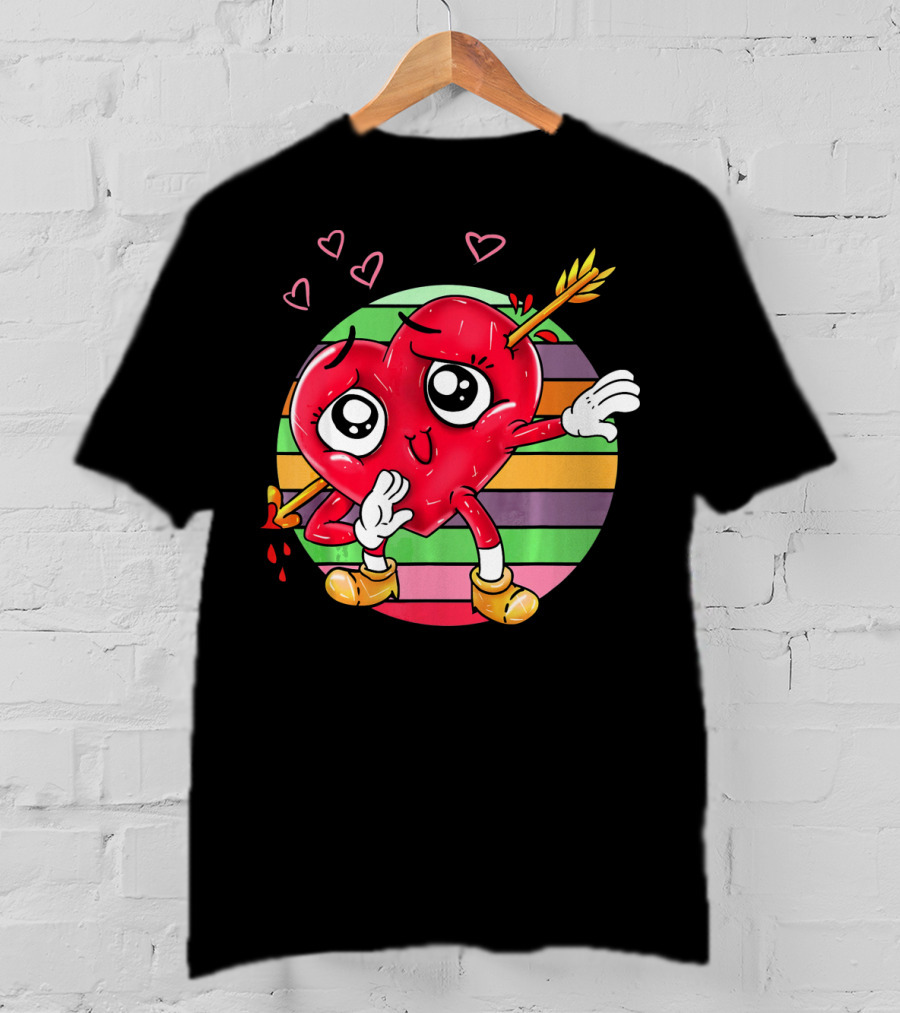 Heart Dabbing Valentines Love Arrow T-Shirt