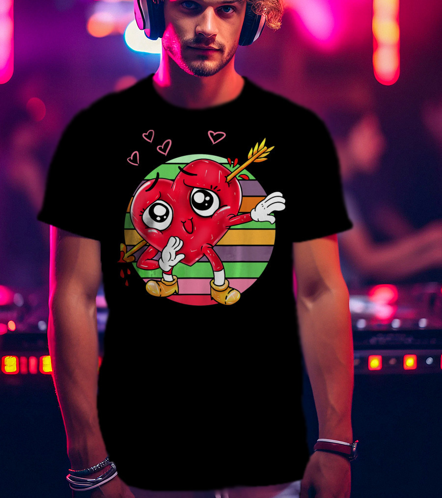 Heart Dabbing Valentines Love Arrow T-Shirt
