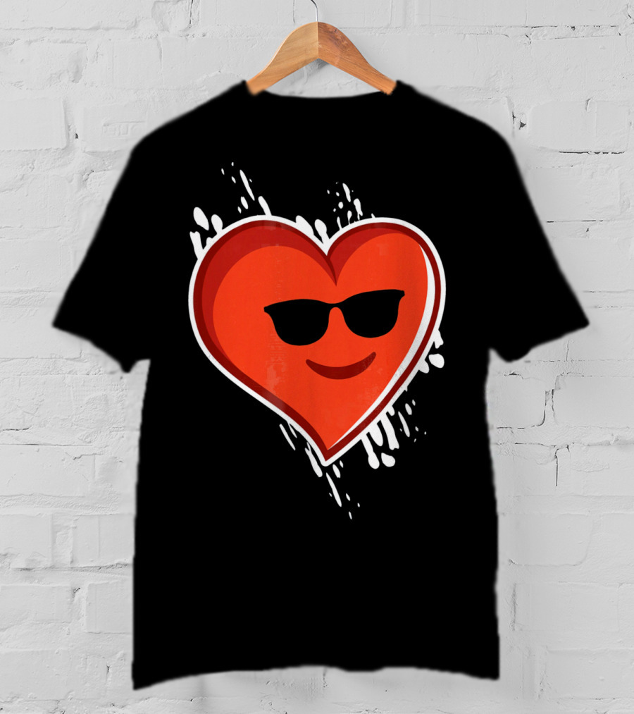 Heart Emoji Cool Shades Valentines T-Shirt