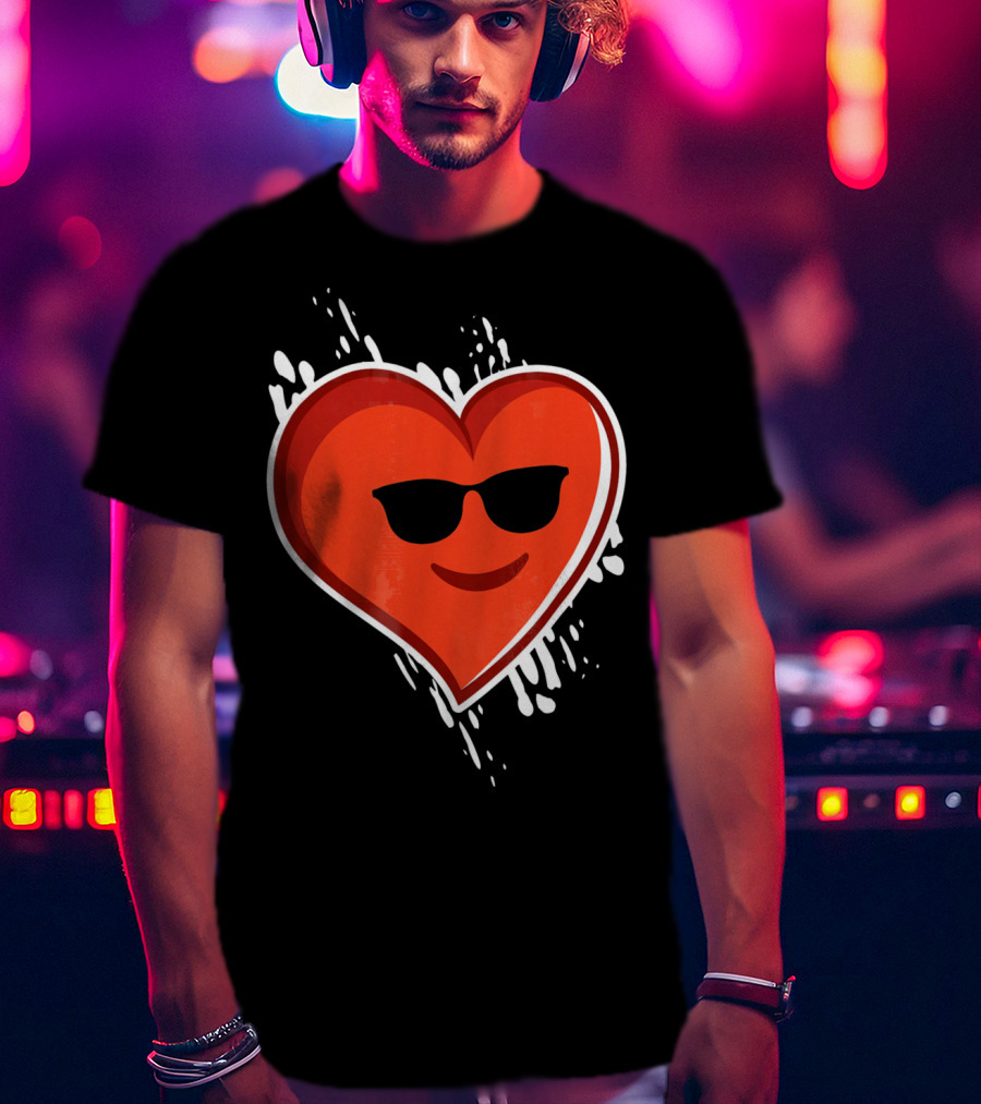 Heart Emoji Cool Shades Valentines T-Shirt