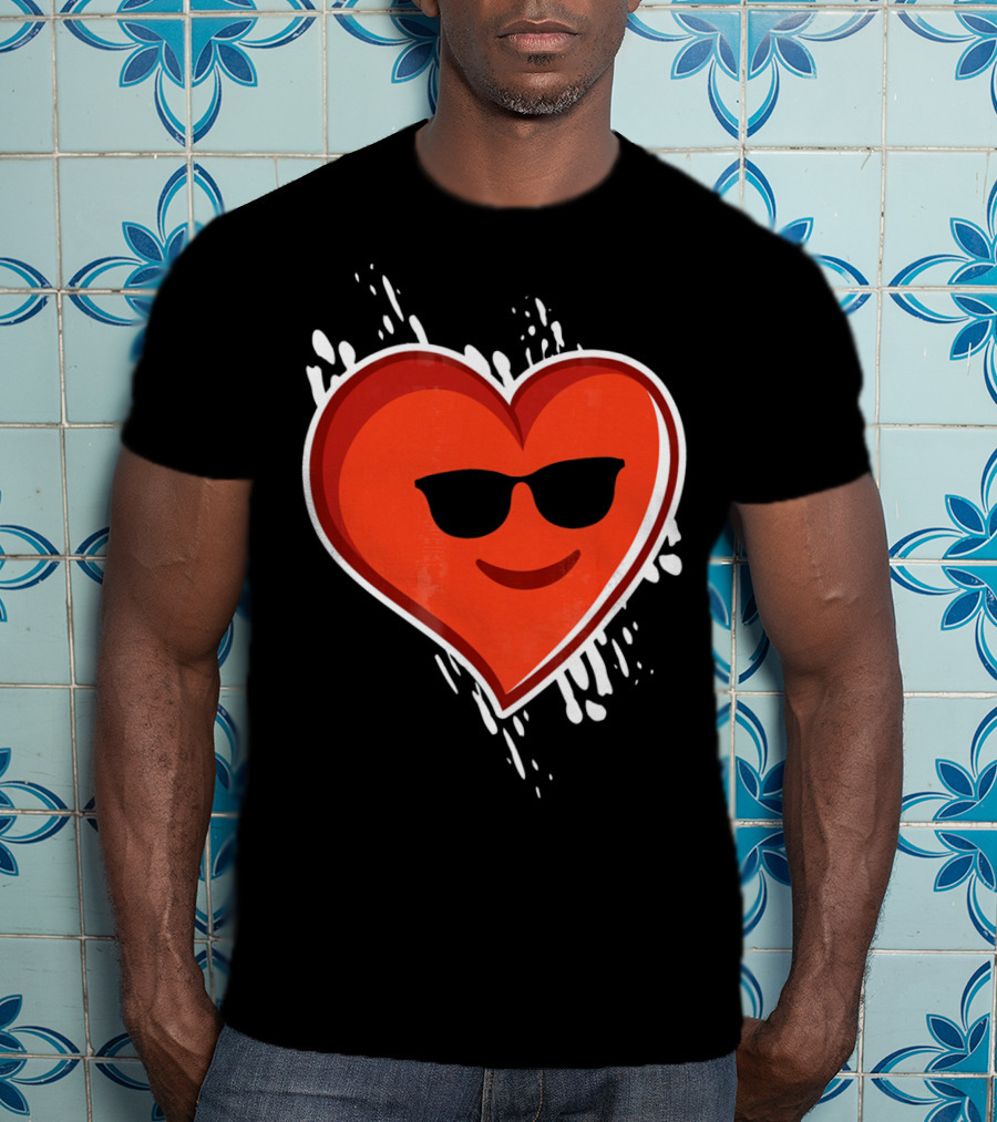 Heart Emoji Cool Shades Valentines T-Shirt