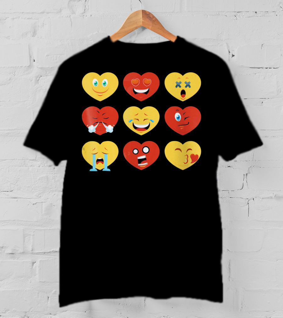 Valentines Day Heart Emoji Faces Collection T-Shirt