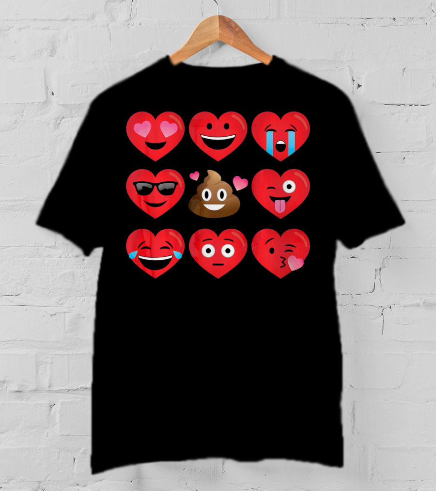 Heart Face Emoticons Love And Expressions Valentine's Day T-Shirt