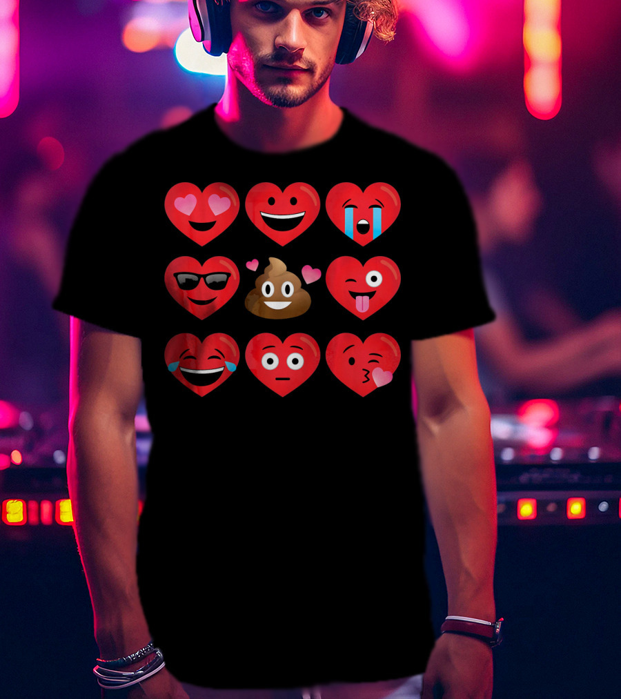 Heart Face Emoticons Love And Expressions Valentine's Day T-Shirt