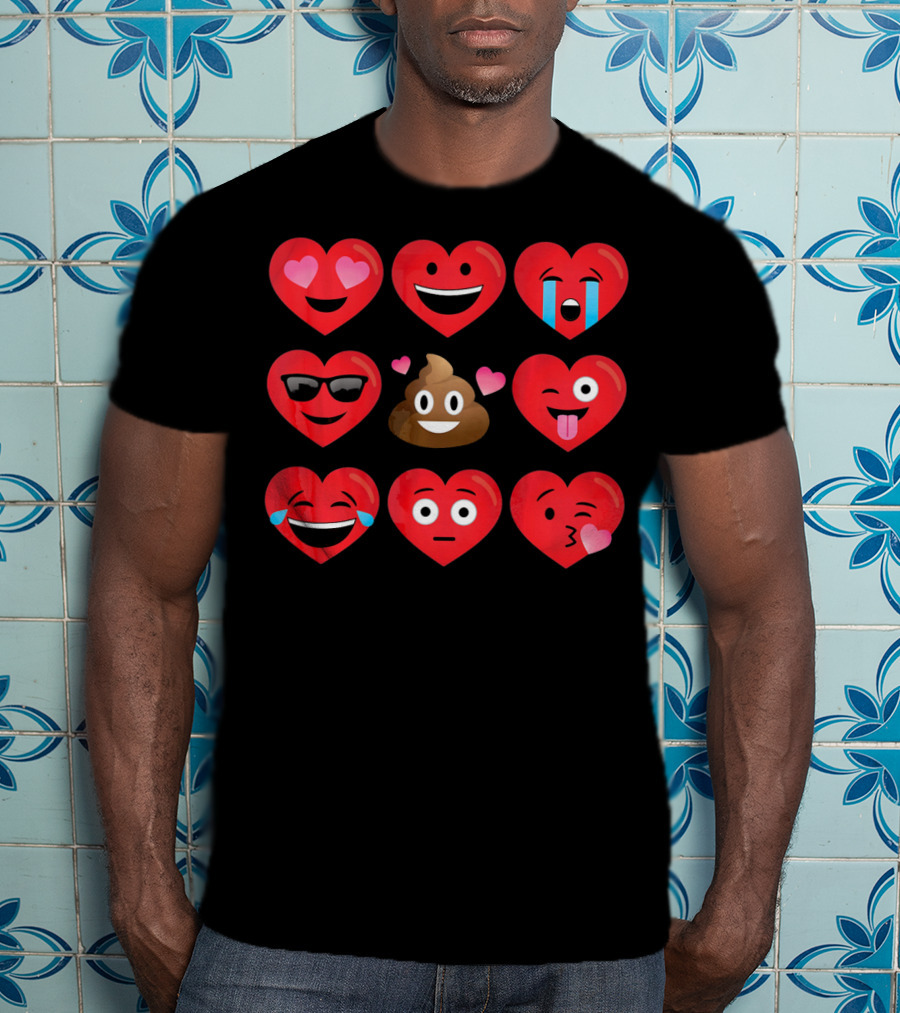 Heart Face Emoticons Love And Expressions Valentine's Day T-Shirt
