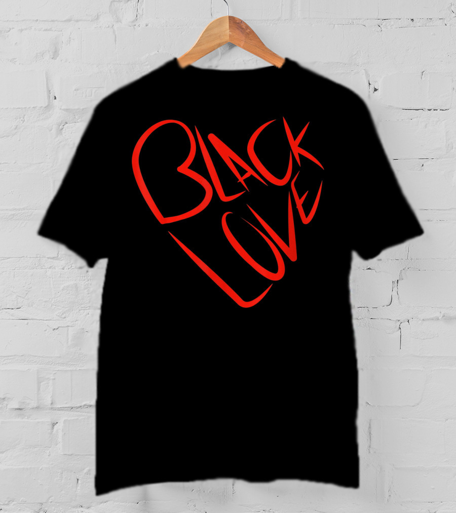 Black Love Heart Shaped Valentine’s Day T-Shirt