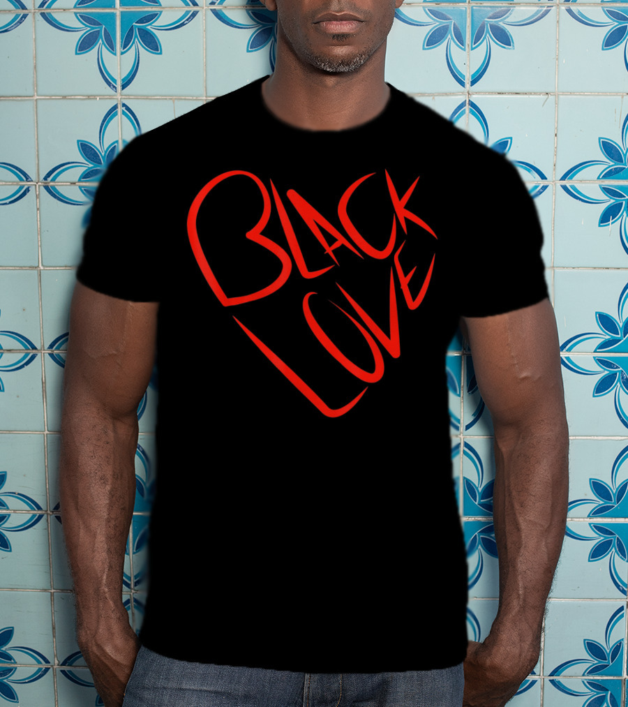 Black Love Heart Shaped Valentine’s Day T-Shirt