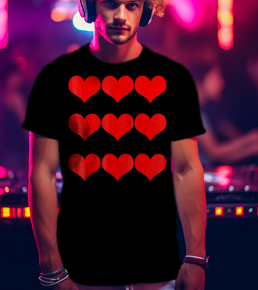 Heart Valentines Day Nine Red Hearts T-Shirt