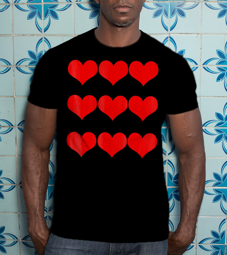 Heart Valentines Day Nine Red Hearts T-Shirt