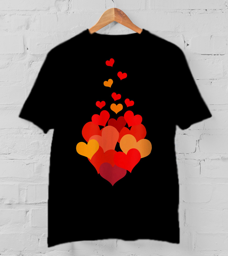 Heart Tie Red Orange Valentines Day T-Shirt