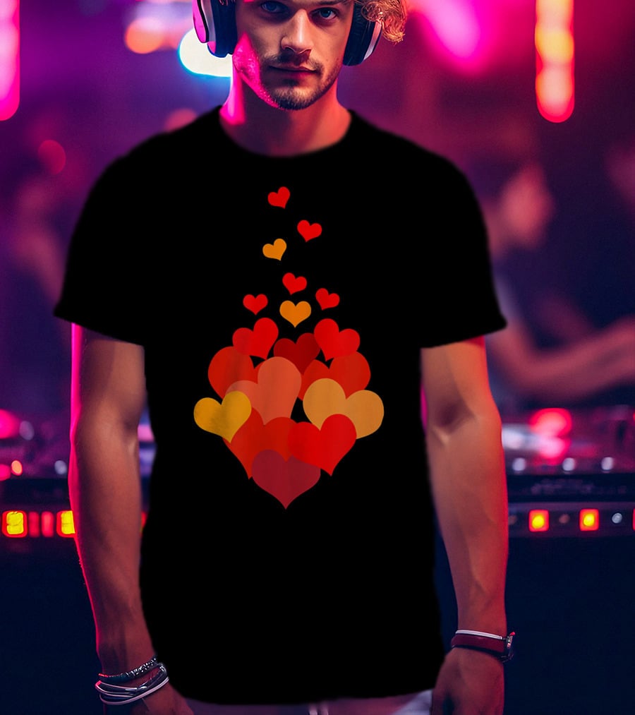 Heart Tie Red Orange Valentines Day T-Shirt