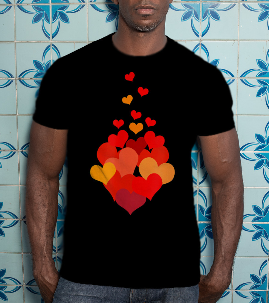 Heart Tie Red Orange Valentines Day T-Shirt