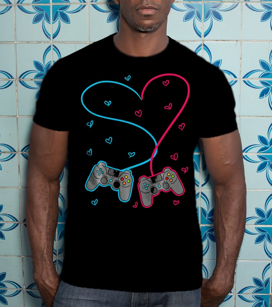 Heart Lovely Hearts Valen Game Controller Love T-Shirt
