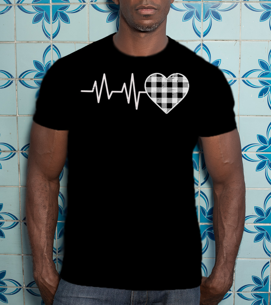 Heartbeat Buffalo Plaid Heart Val T-Shirt