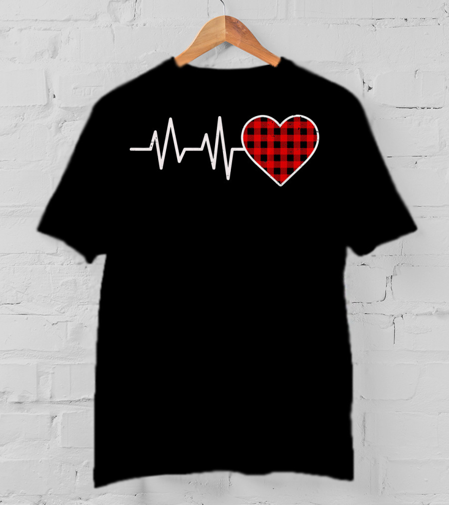 Heartbeat Red Buffalo Plaid Heartbeat T-Shirt