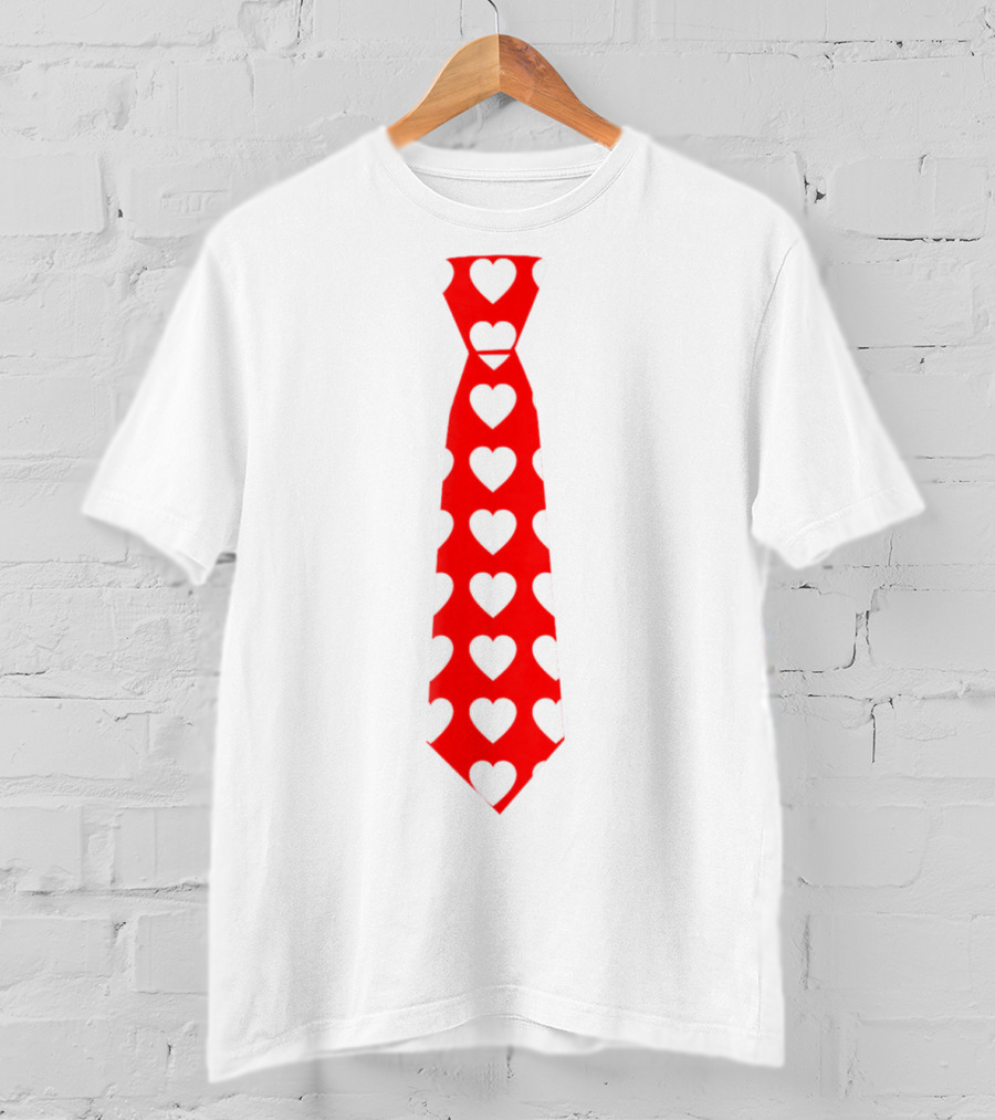 Hearts Pattern Necktie Valentine Love T-Shirt
