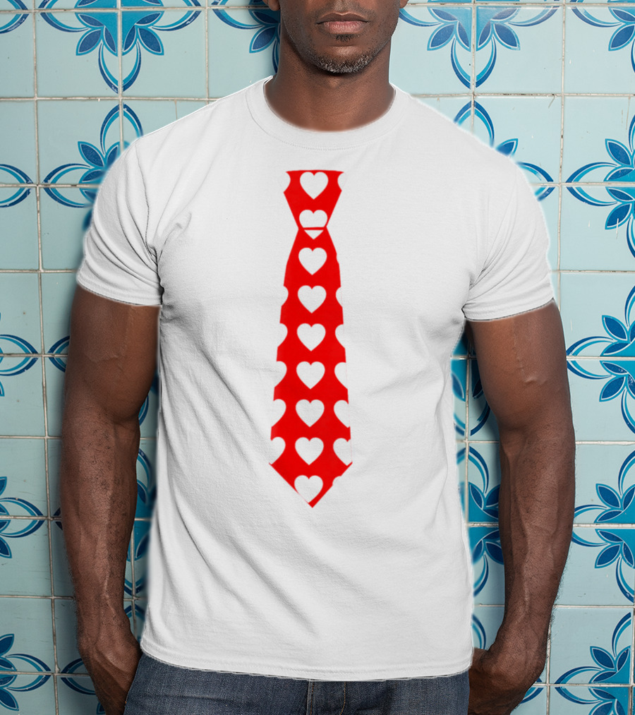 Hearts Pattern Necktie Valentine Love T-Shirt