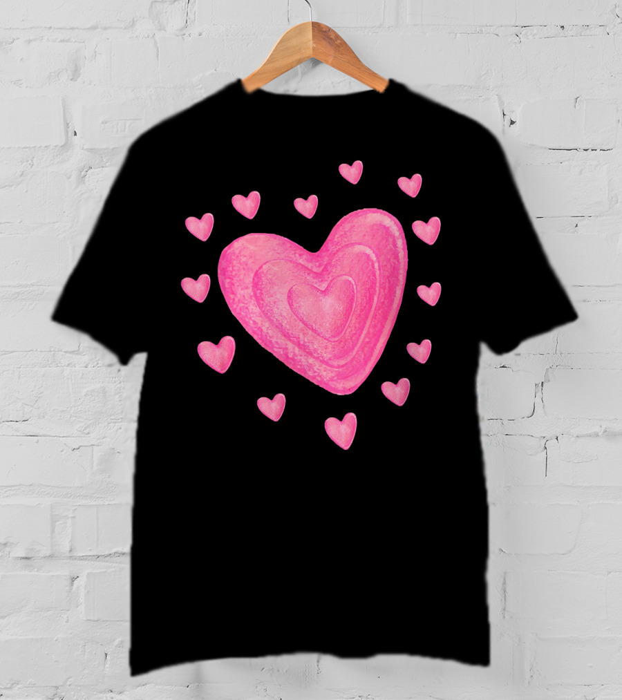 Hearts Valentines Kids School Pink Heart T-Shirt
