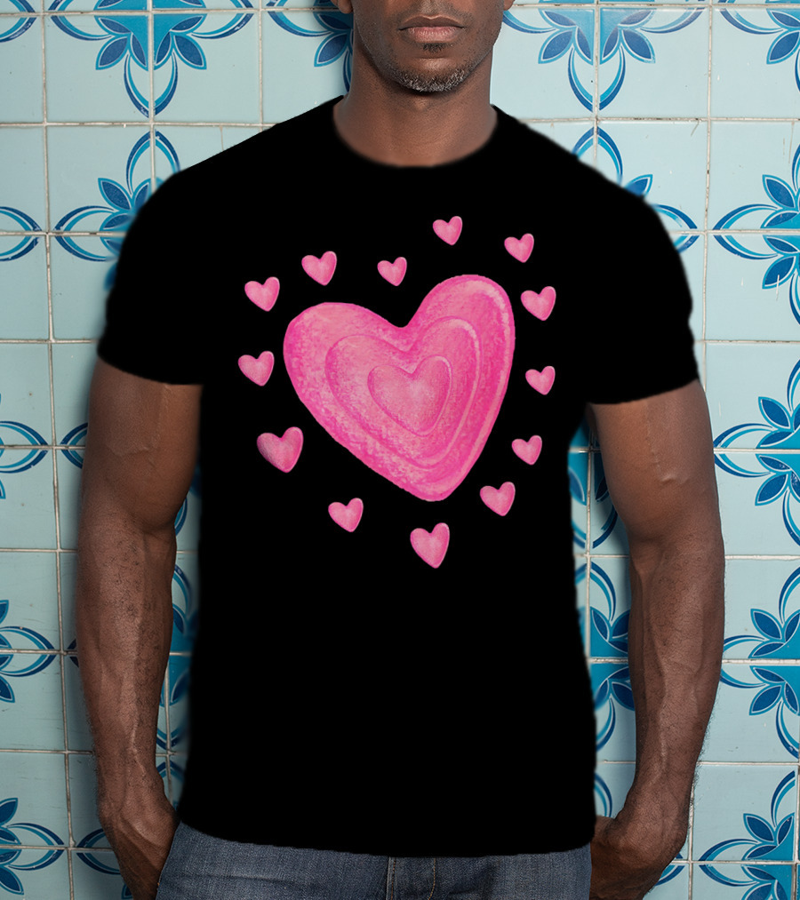 Hearts Valentines Kids School Pink Heart T-Shirt