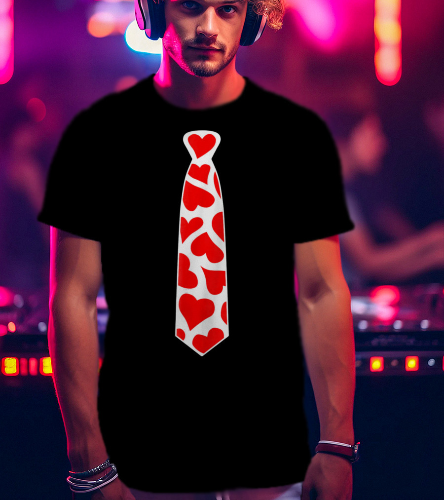 Hearts Tie Valentines Day Red Heart T-Shirt