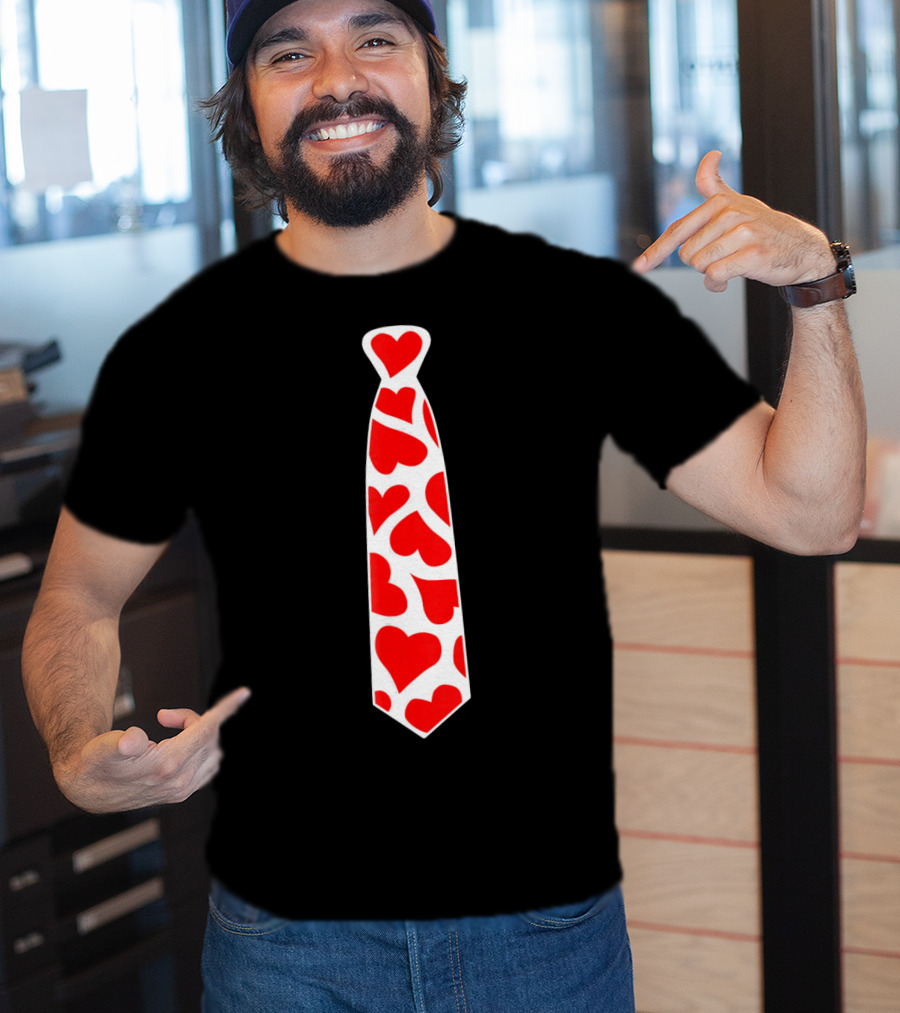 Hearts Tie Valentines Day Red Heart T-Shirt