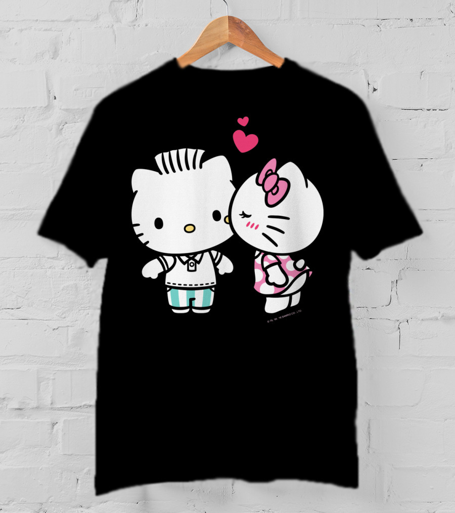 Hello Kitty And Dear Daniel With Hearts And Kiss For Valentine's Day T-Shirt