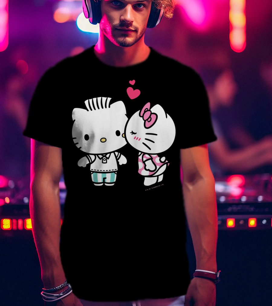 Hello Kitty And Dear Daniel With Hearts And Kiss For Valentine's Day T-Shirt