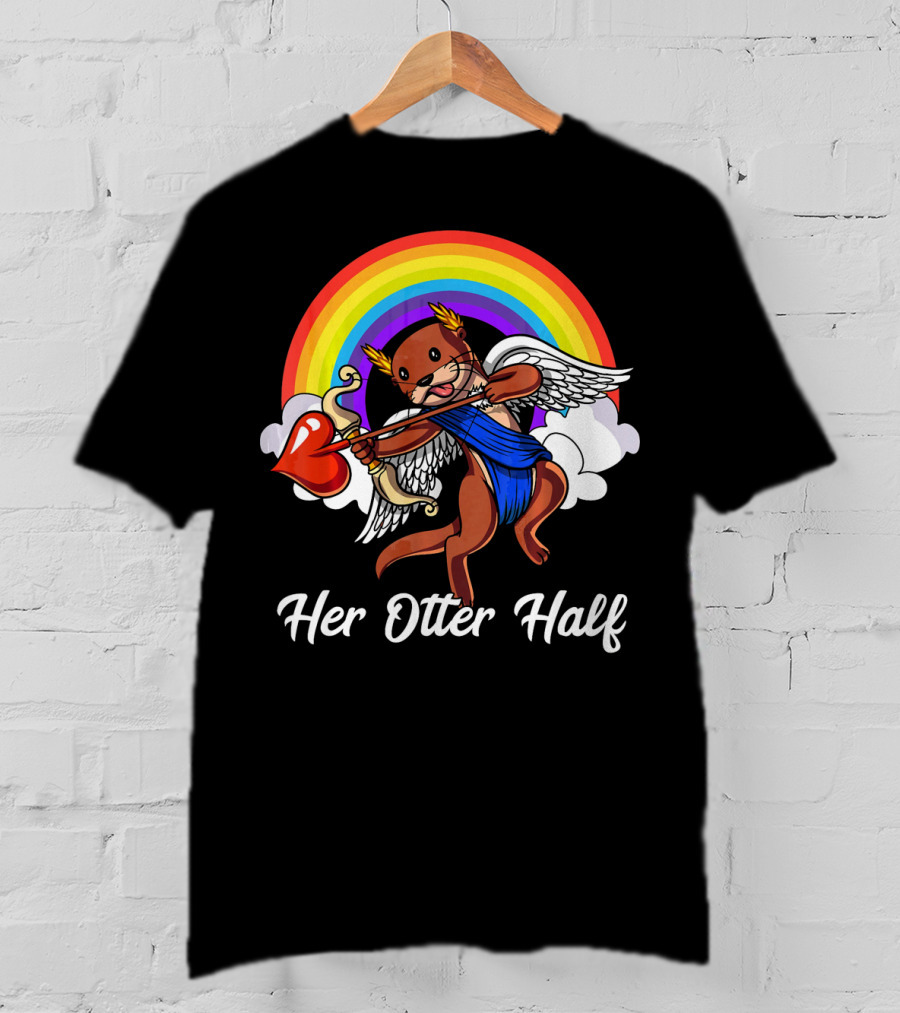 Her Otter Half Cupid Rainbow Valentine's Match T-Shirt