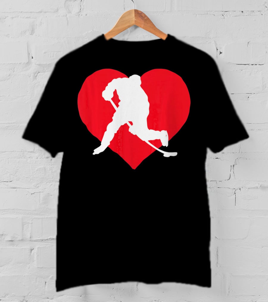 Valentine's Day Hockey Lover Heart T-Shirt