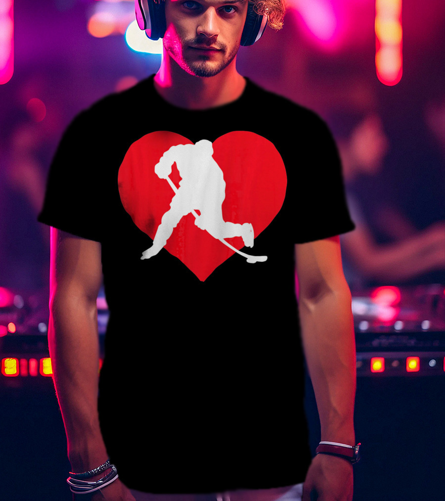 Valentine's Day Hockey Lover Heart T-Shirt
