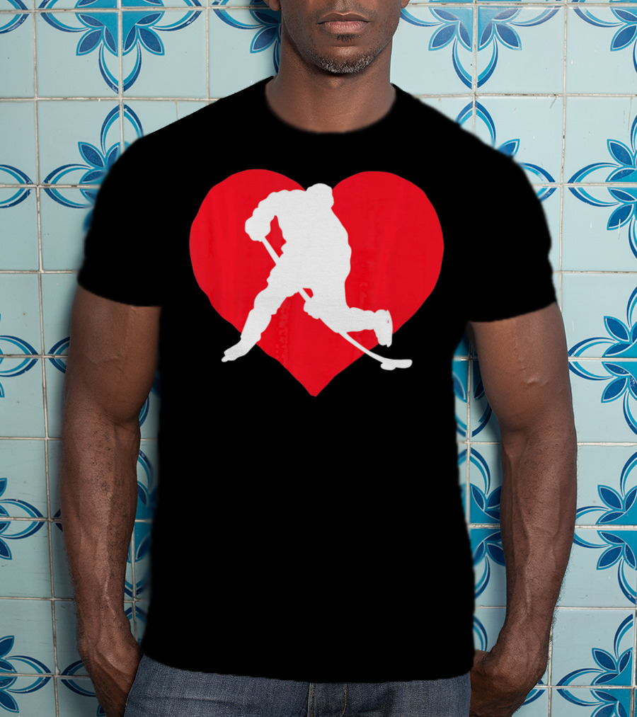 Valentine's Day Hockey Lover Heart T-Shirt
