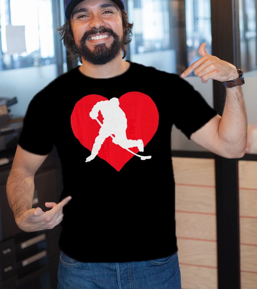 Valentine's Day Hockey Lover Heart T-Shirt