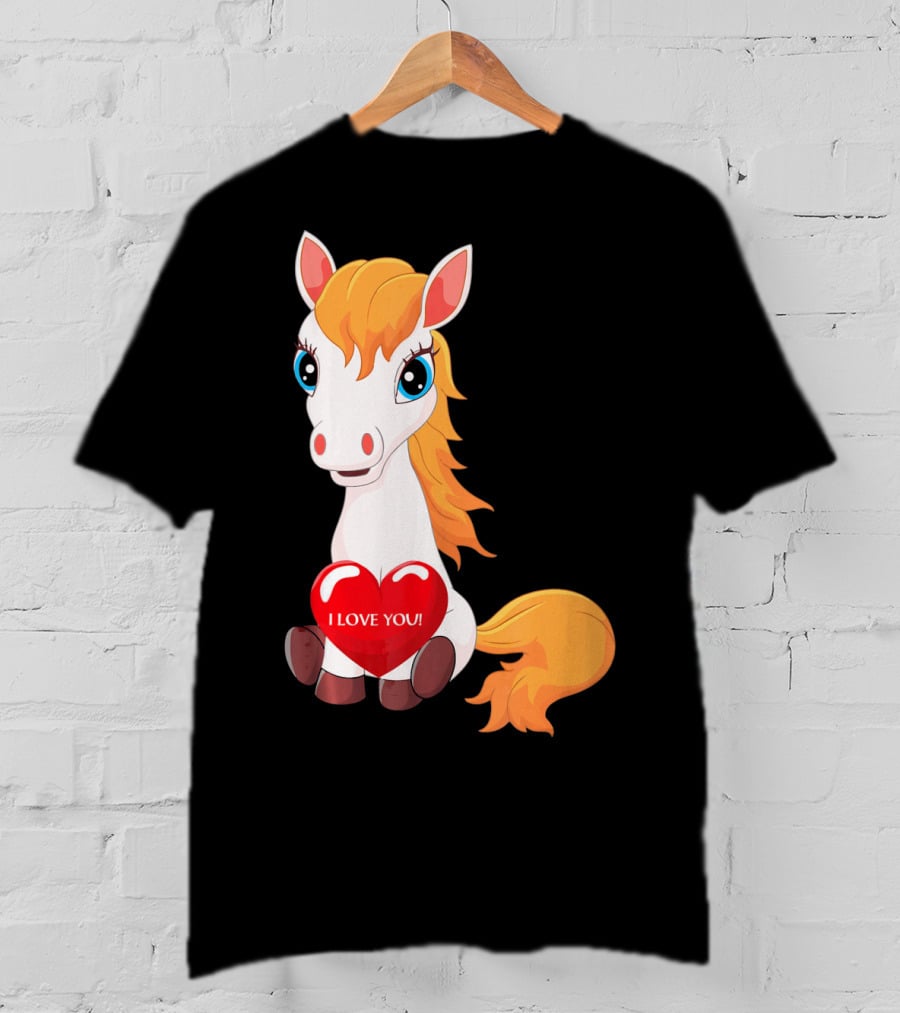 Horse With Heart Saying I Love You Valentine T-Shirt