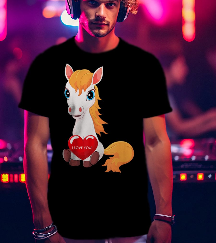 Horse With Heart Saying I Love You Valentine T-Shirt