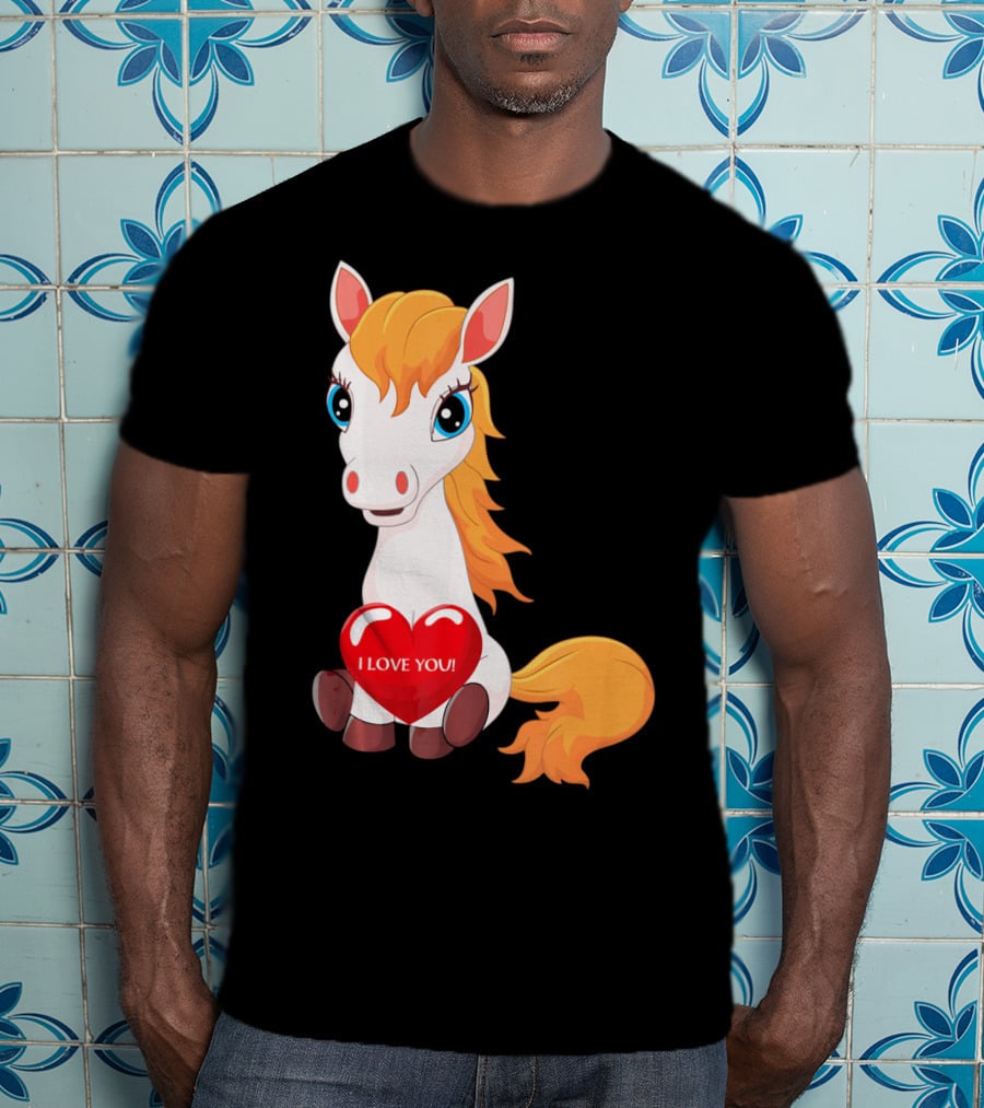Horse With Heart Saying I Love You Valentine T-Shirt