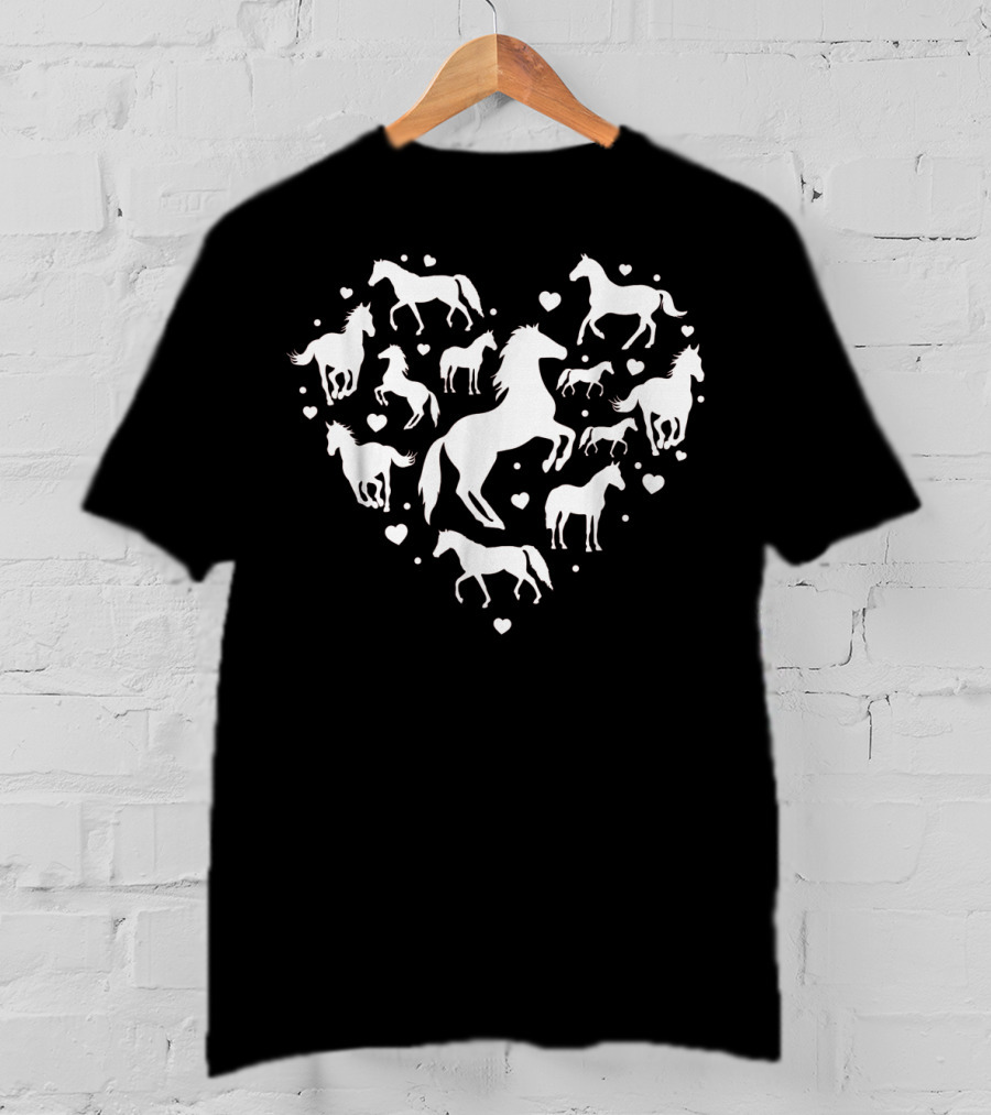 Horse Valentine Heart Design With Lovers T-Shirt