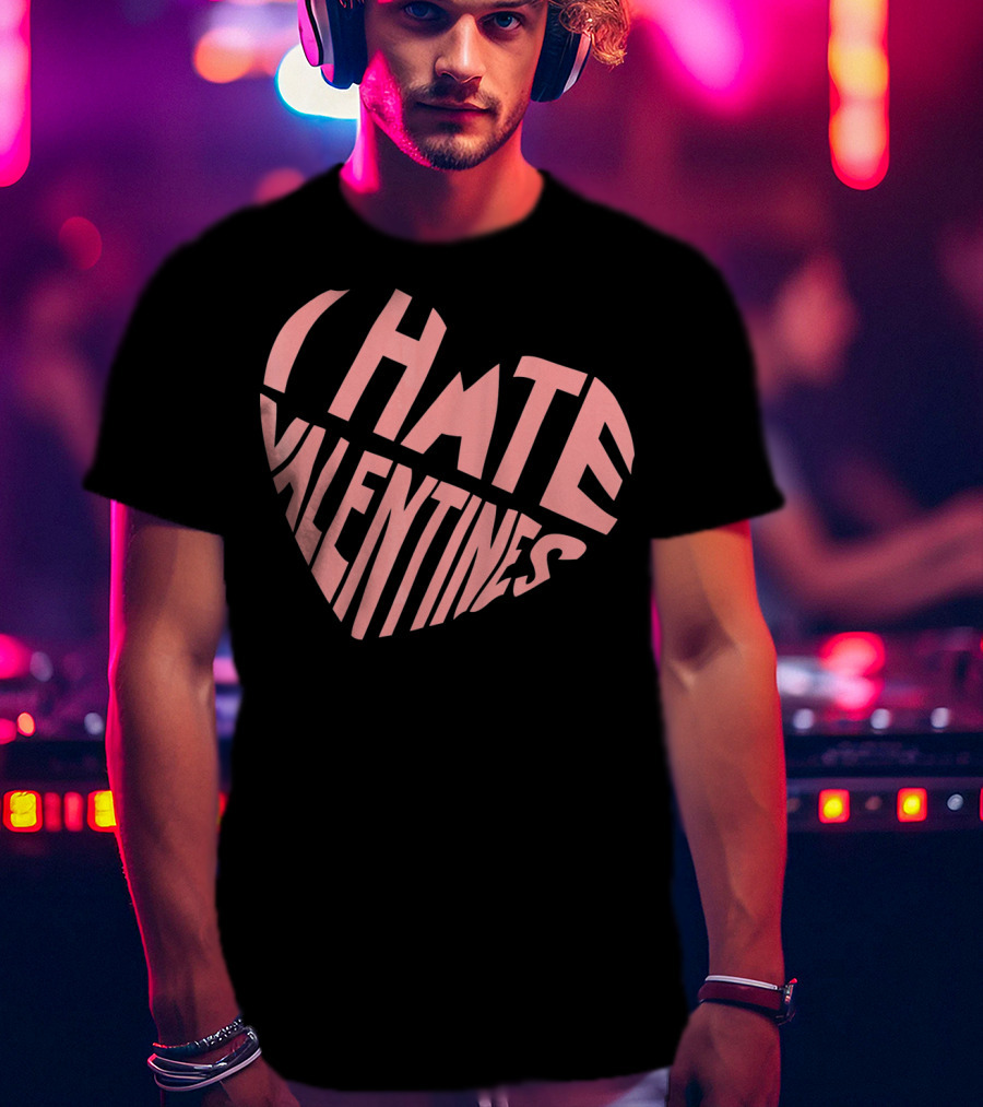 I Hate Valentines Day Pink Heart T-Shirt