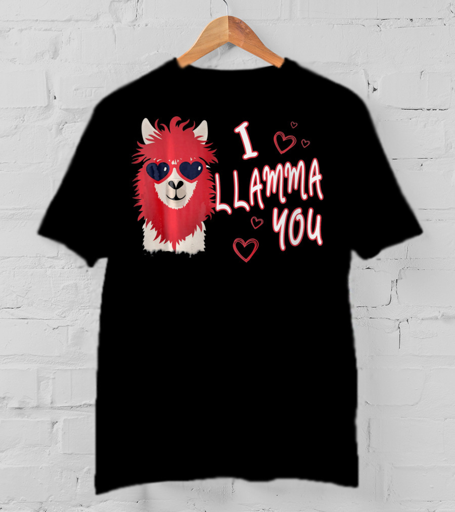 I Llamma You Heart Sunglasses Red Llama T-Shirt